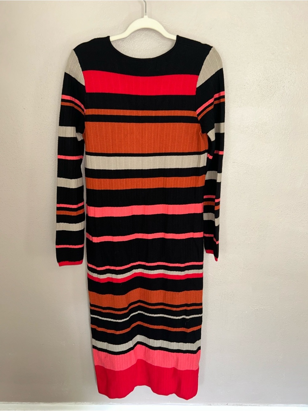 Ann Taylor Striped V-Neck Maxi Dress in Black, Pink & Orange - Picture 3 of 4